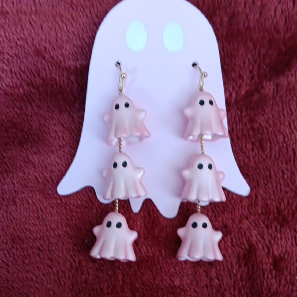 Cute Pink Ghost Earrings